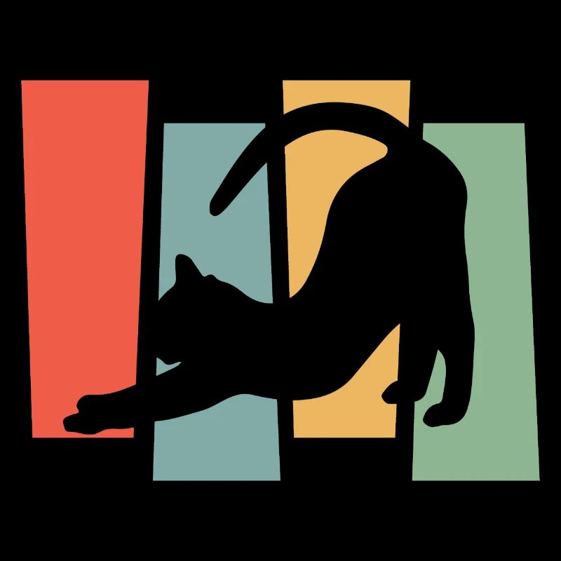 Silhouette de chat devant des blocs de couleur