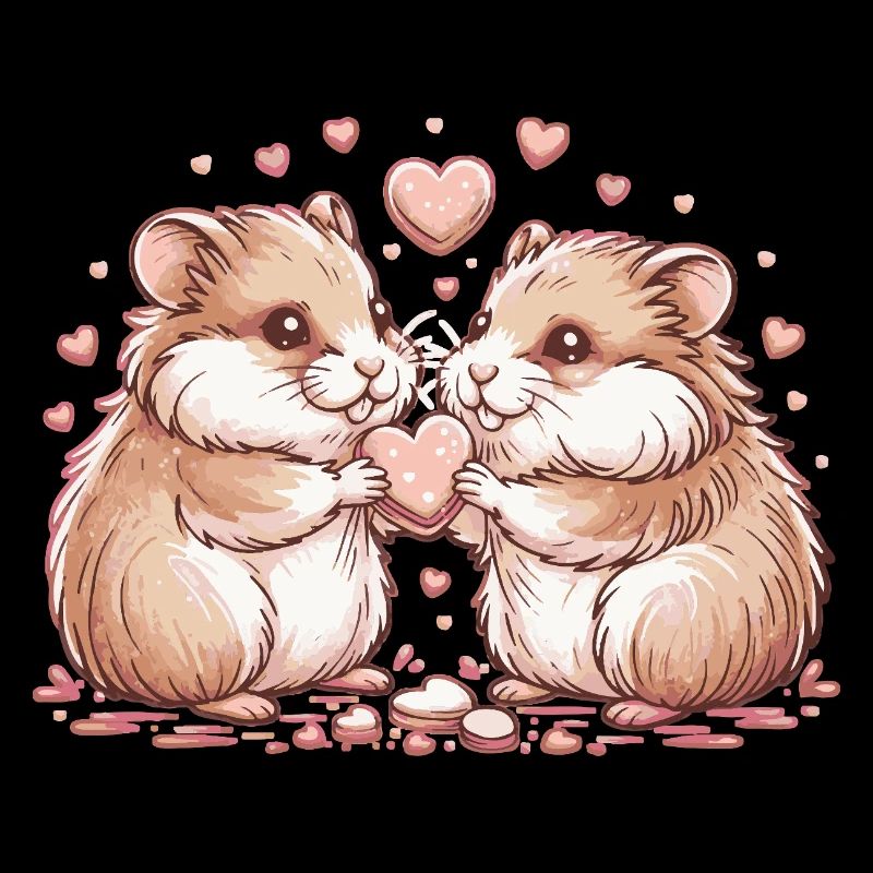 Cuddly Heart Hamster Duo