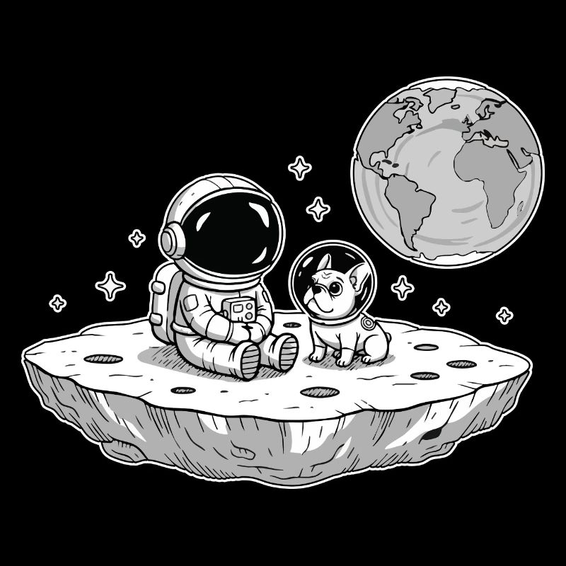 Astronaut Dog Bulldog Space