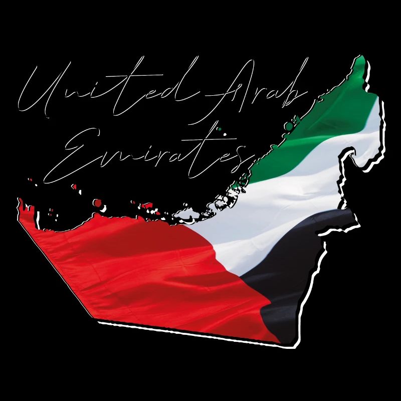 (UAE) Emirates flag in the Emirates Map EN