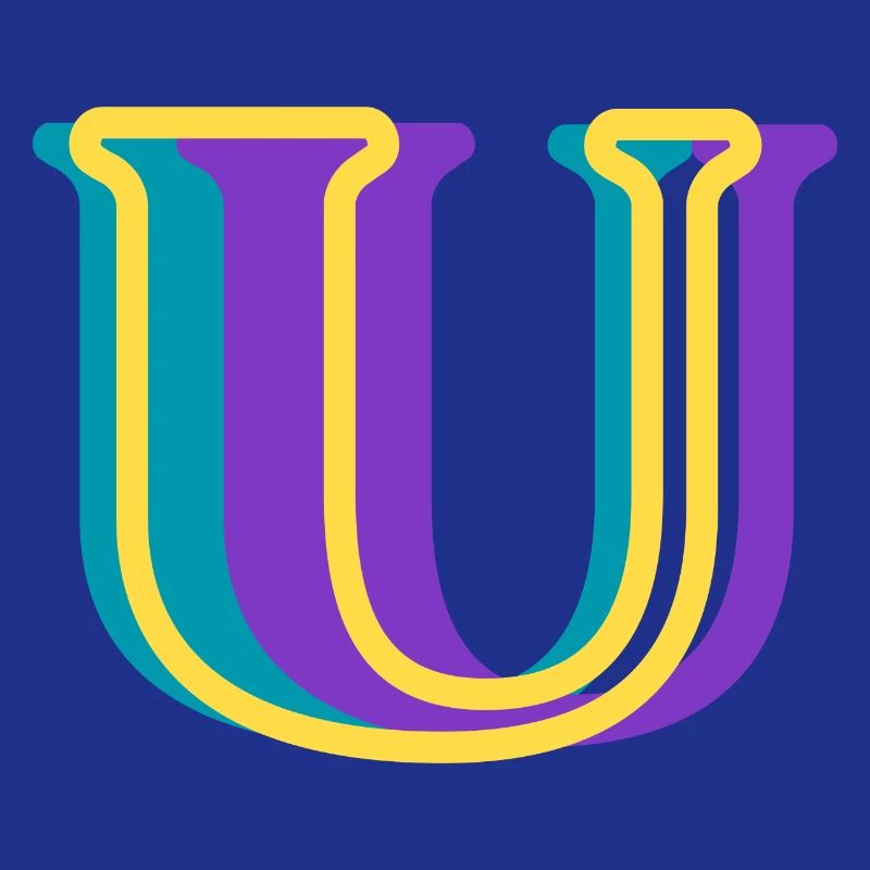 Multicolored letter u