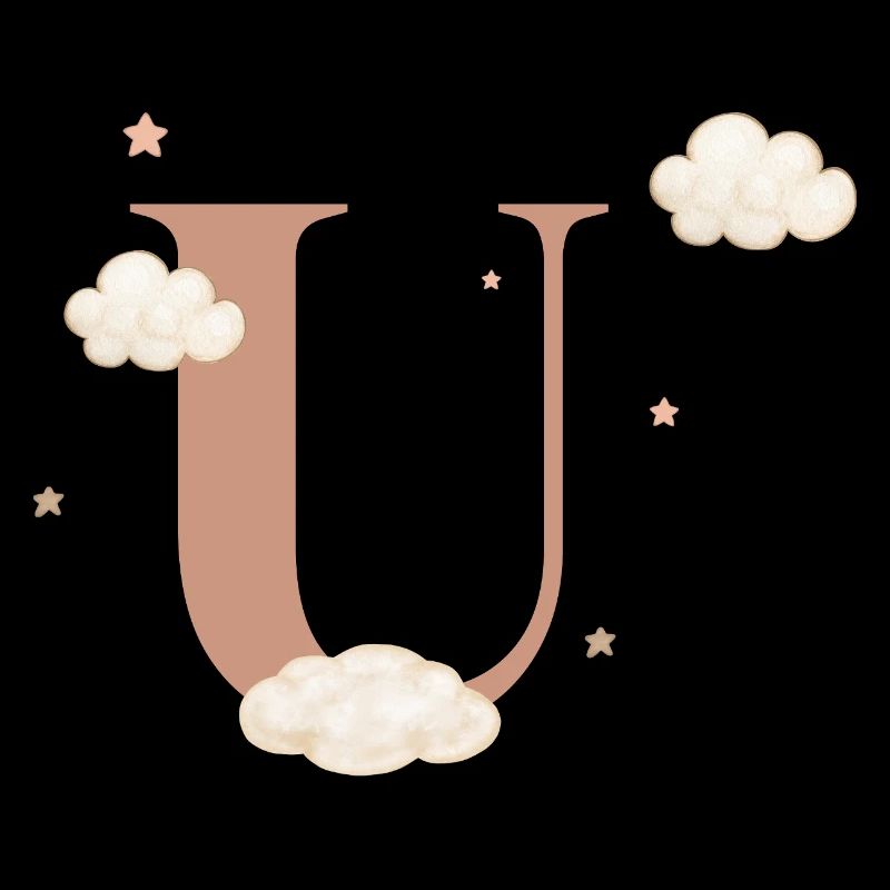 Letter u clouds stars