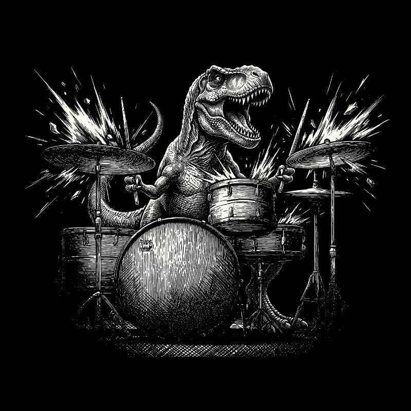 Dinosaurier T-Rex Schlagzeug Drummer Rock Dino