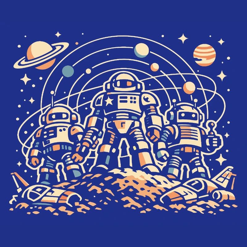 Astronautes sur lune orbitale