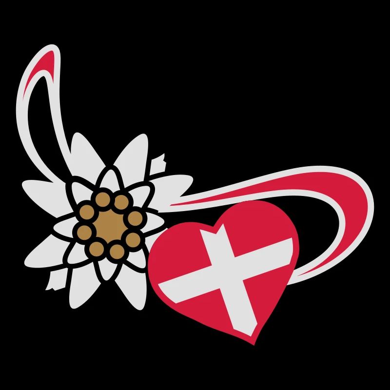 Drapeau de la Suisse en forme de cœur