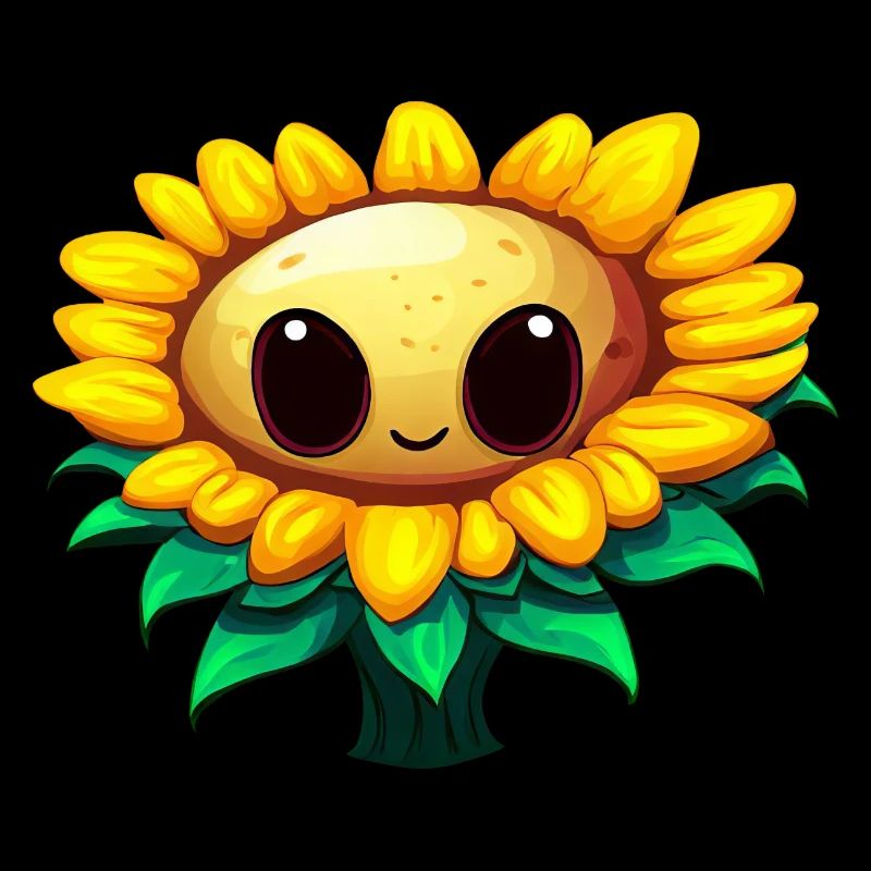 Kawaii Sunflower: Fleur d’été mignonne avec une grande