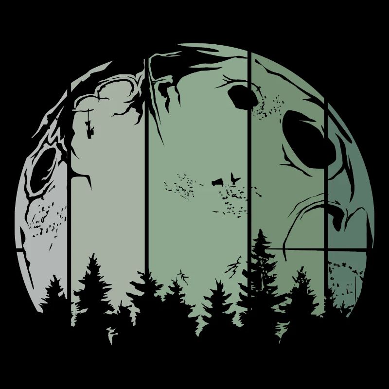 Moon forest tree retro vintage icon logo