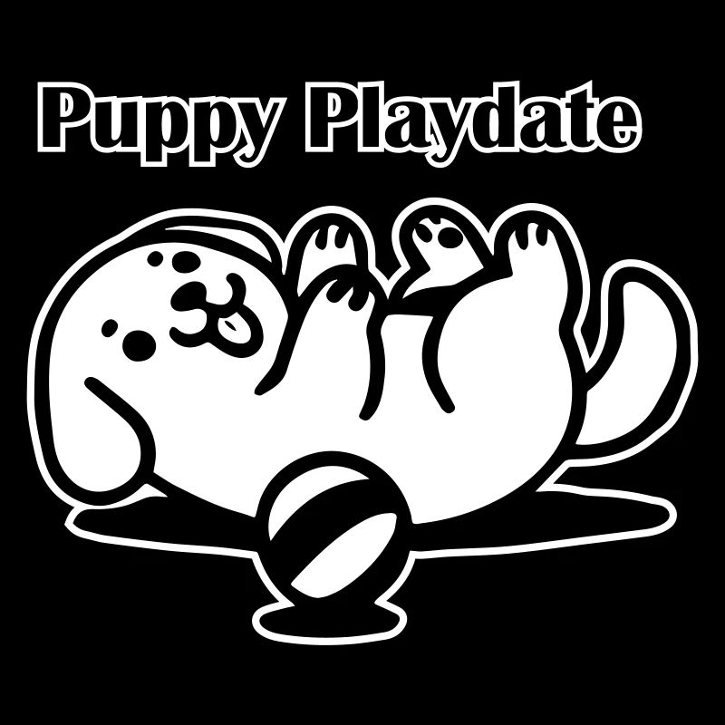 Welpe spielt mit Ball - Puppy Playdate Design