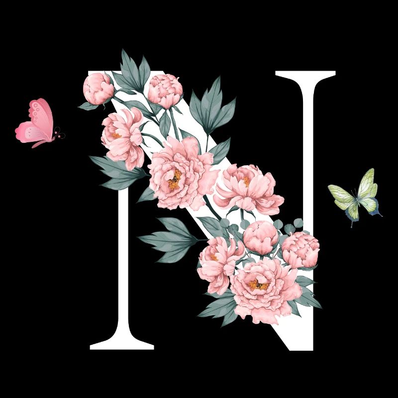Lettre n fleurs rose