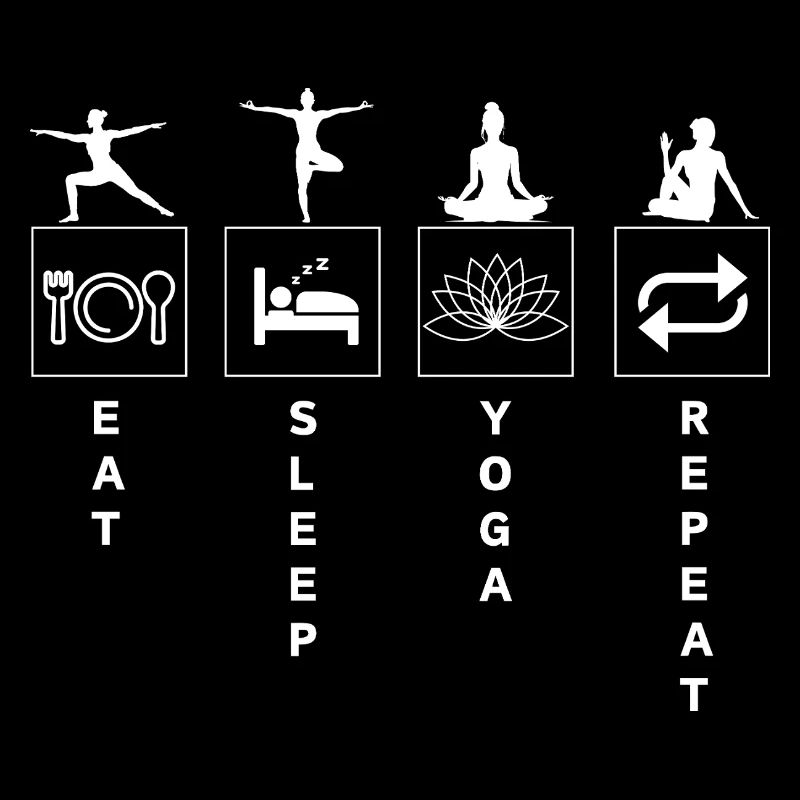Citation de yoga drôle manger dormir répéter