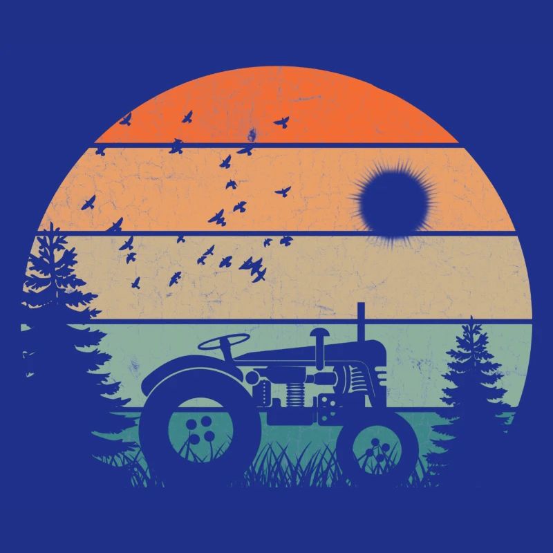 Vintage Tractor at Pastel Sunset