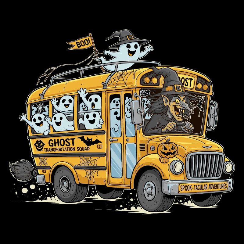 Conception d’Halloween de bus fantôme hanté