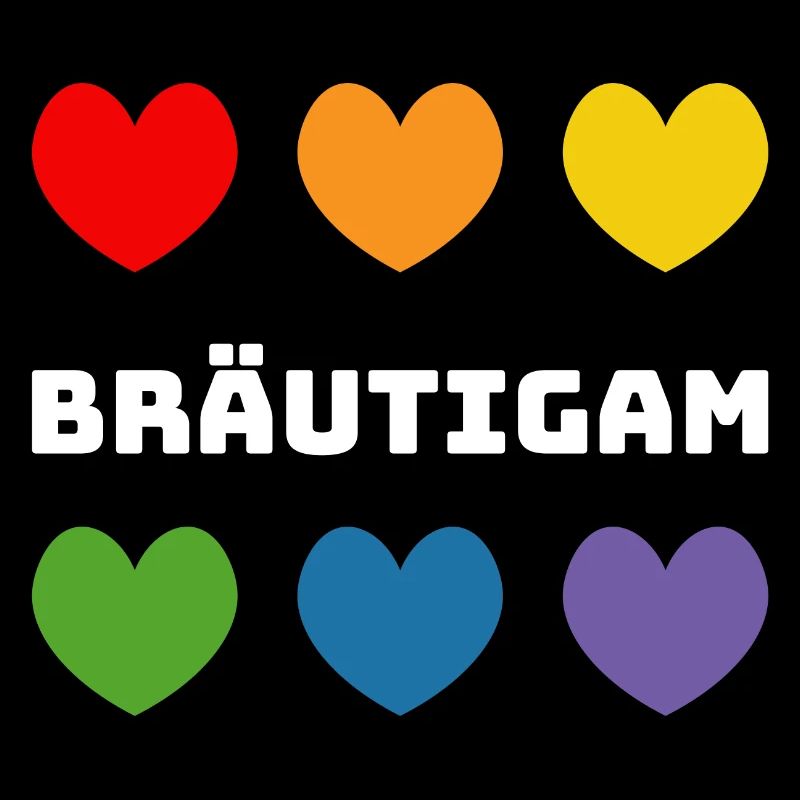 Regenbogenherzchen Braeutigam weiss