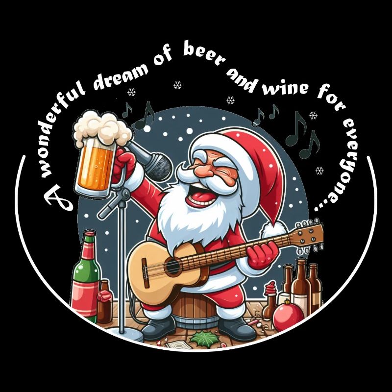 Weihnachtsmann Singing Beer Wine Schriftzug