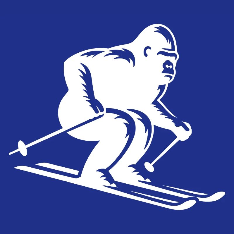 Monkey Gorilla Chimpanzee Ski Silhouette Design
