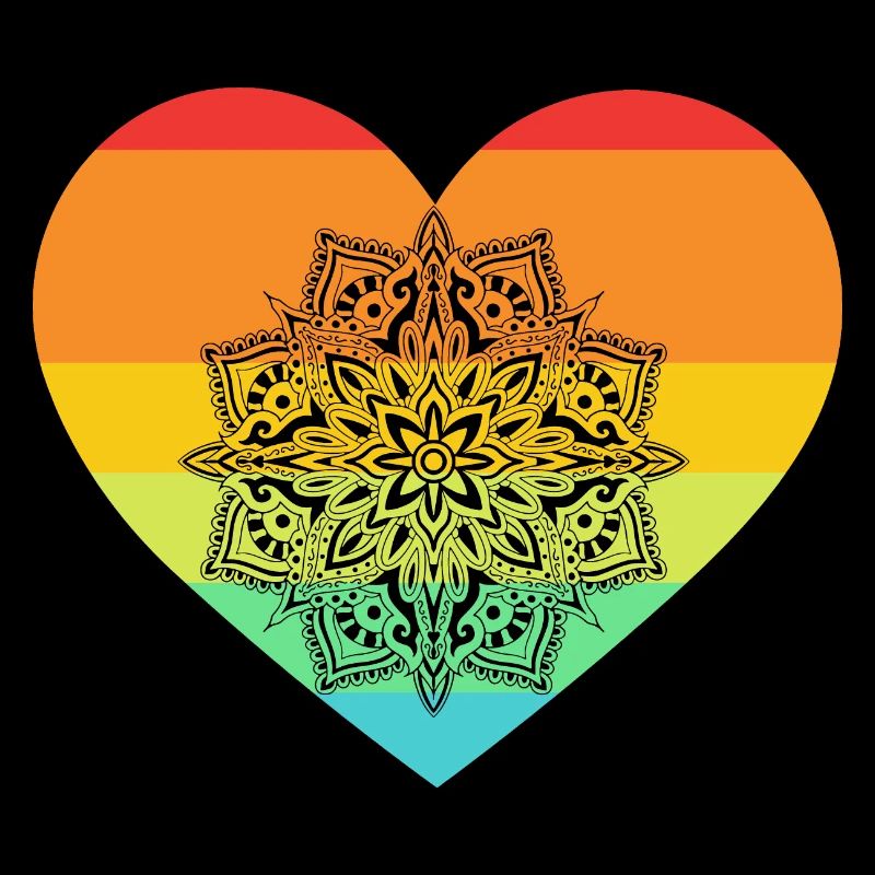 Regernbogen Herz Herzen Mandala