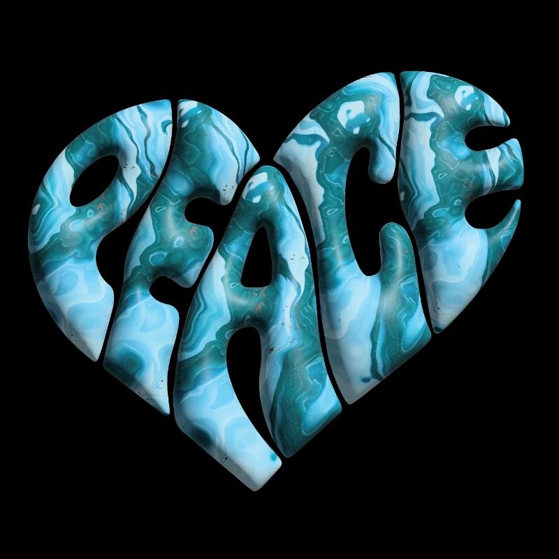 Peace Heart 3d Marbled
