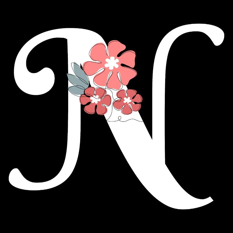 Lettre n fleurs minimalistes