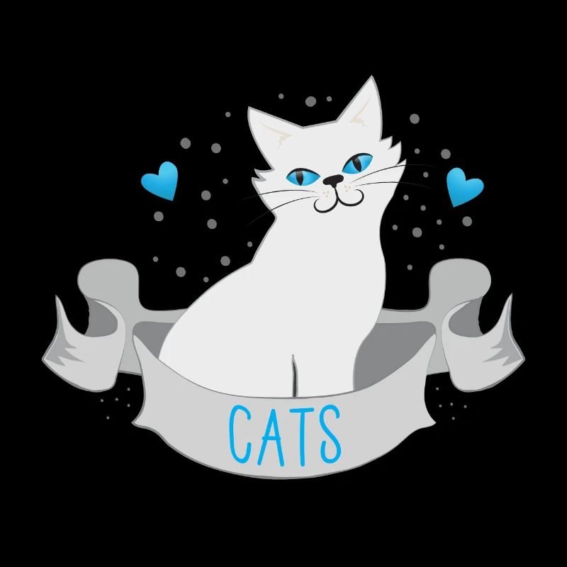 Chats blancs sur une bannière au cœur bleu