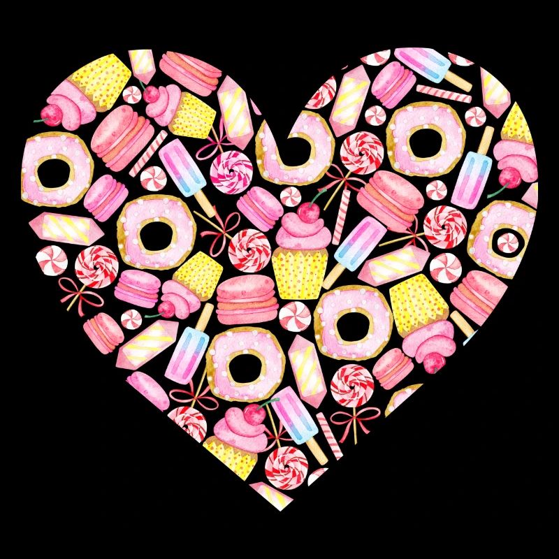 Love gift filled with colorful sweets