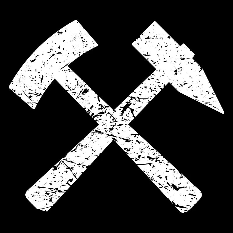 Miner's sign white mallet iron Ruhrpott ore