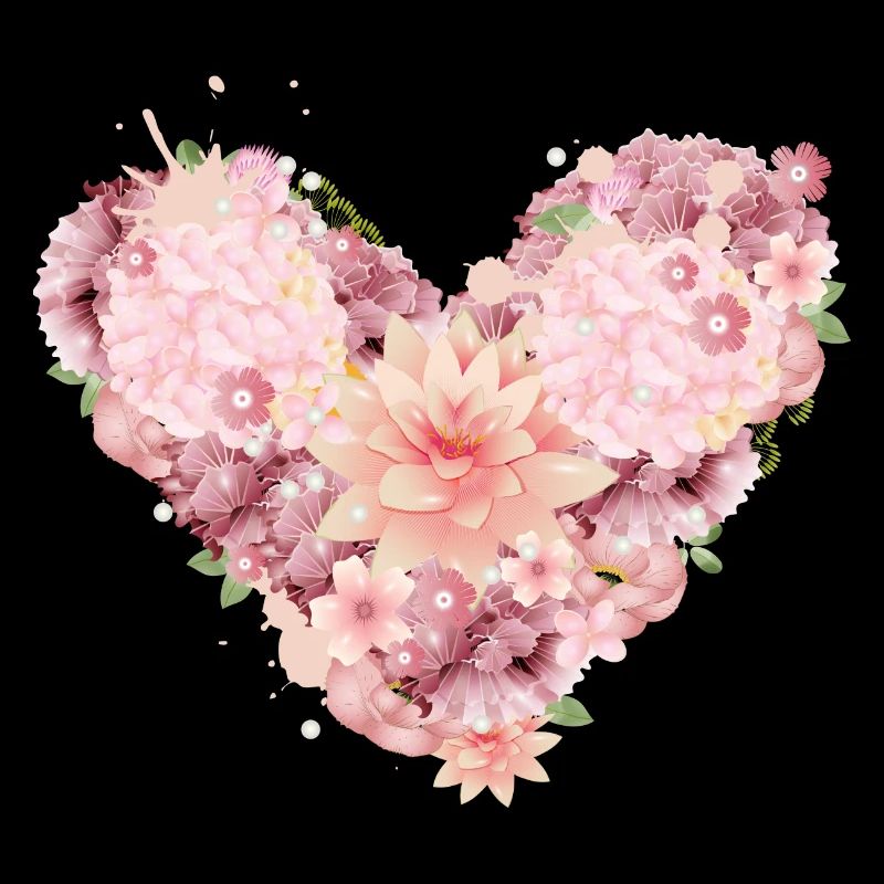belle composition de coeur de fleurs roses