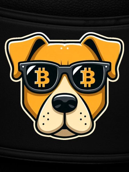 Cooler Hund mit Bitcoin Brille