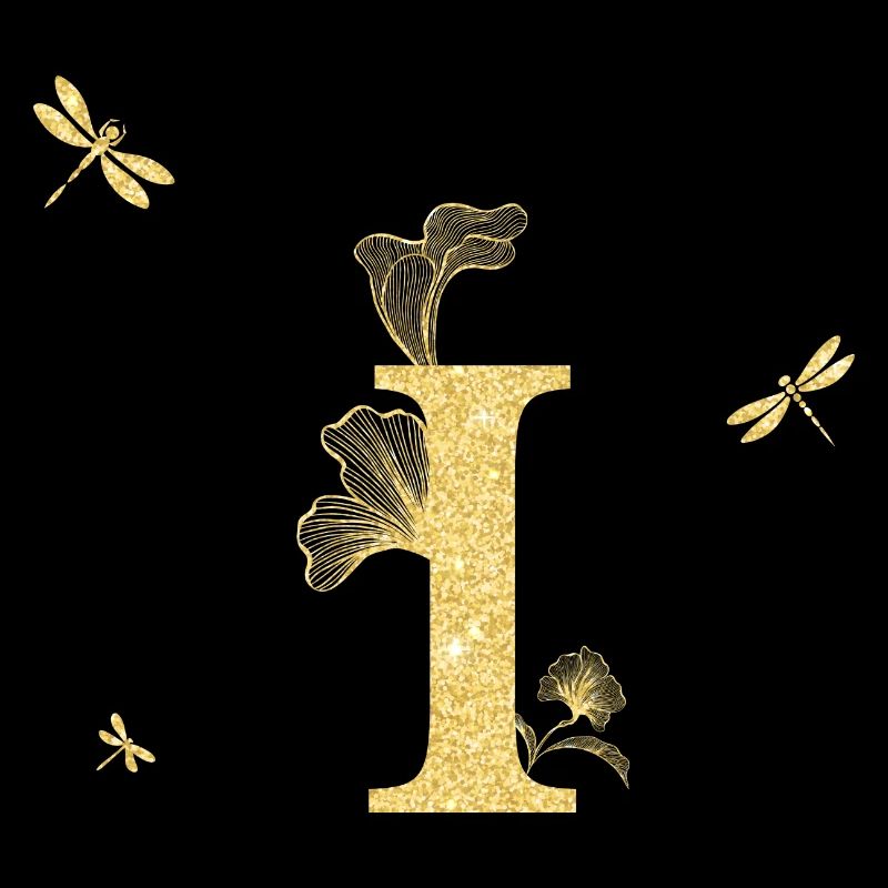 Letter i Golden Glitter Dragonfly - Gift Idea