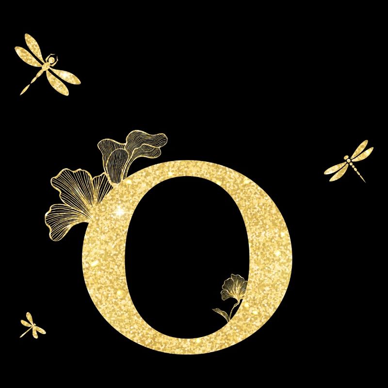 Buchstabe o Goldene Glitzerlibelle - Geschenkidee