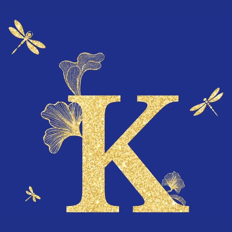 Buchstabe k Goldene Glitzerlibelle - Geschenkidee