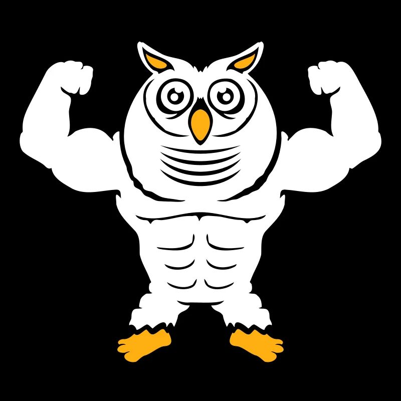 Owl Bodybuilder Muscles Biceps Poses Gym Rat Cool