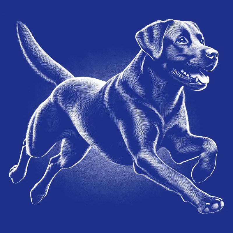 Labrador courant joyeux dans le style de dessin
