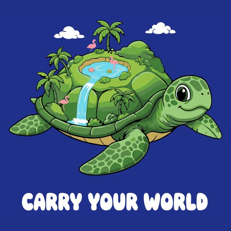 Island turtle with waterfall