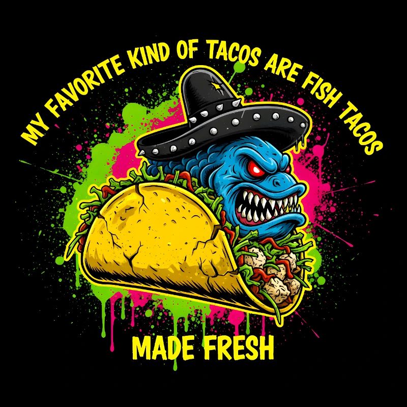 Art éclaboussé de sombrero taco Monstre en colère