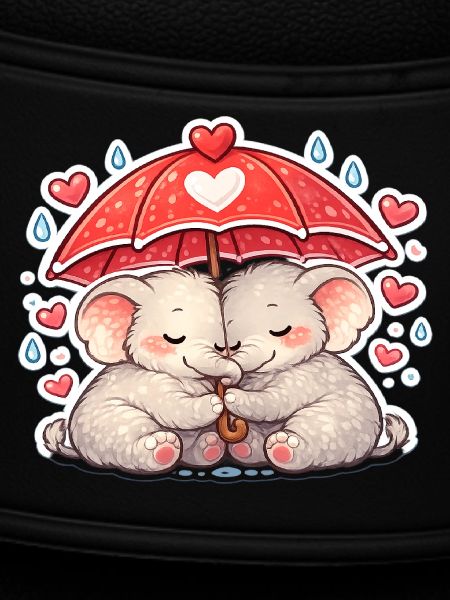 Cuddly Elephants Rain Love