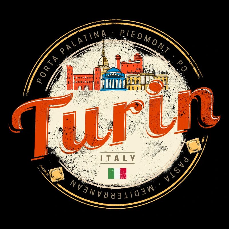 Souvenir vintage de la silhouette du Piémont de Turin