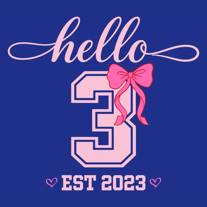 Hello 3 Est 2023 Mädchen Geburtstag Design