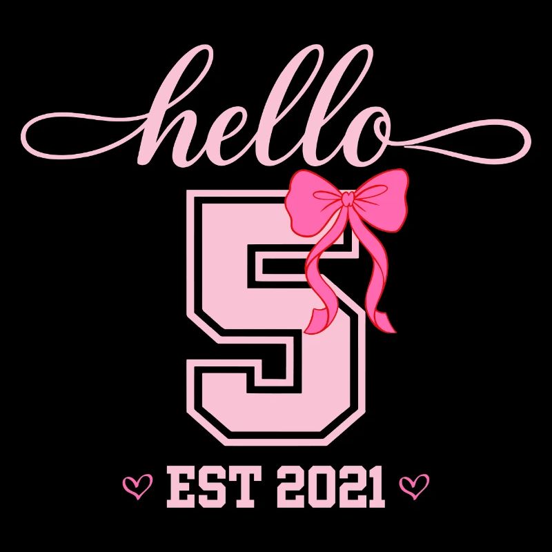 Hello 5 Est 2021 Mädchen Geburtstag Design