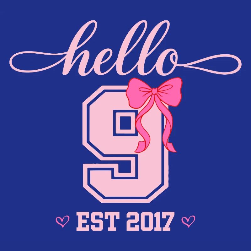 Hello 9 Est 2017 Mädchen Geburtstag Design