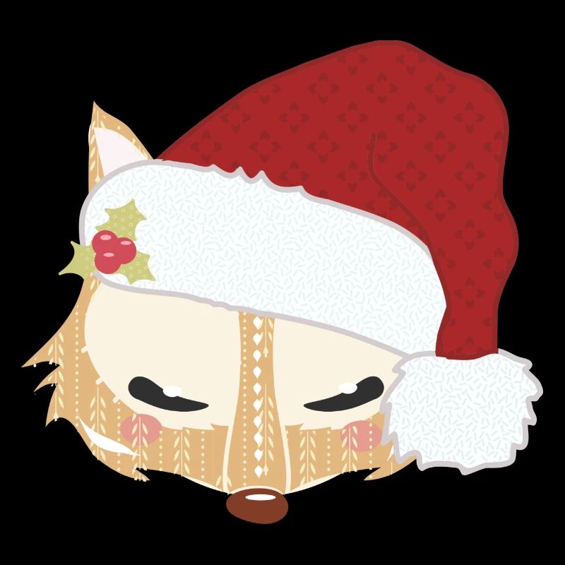 Fox head with santa hat