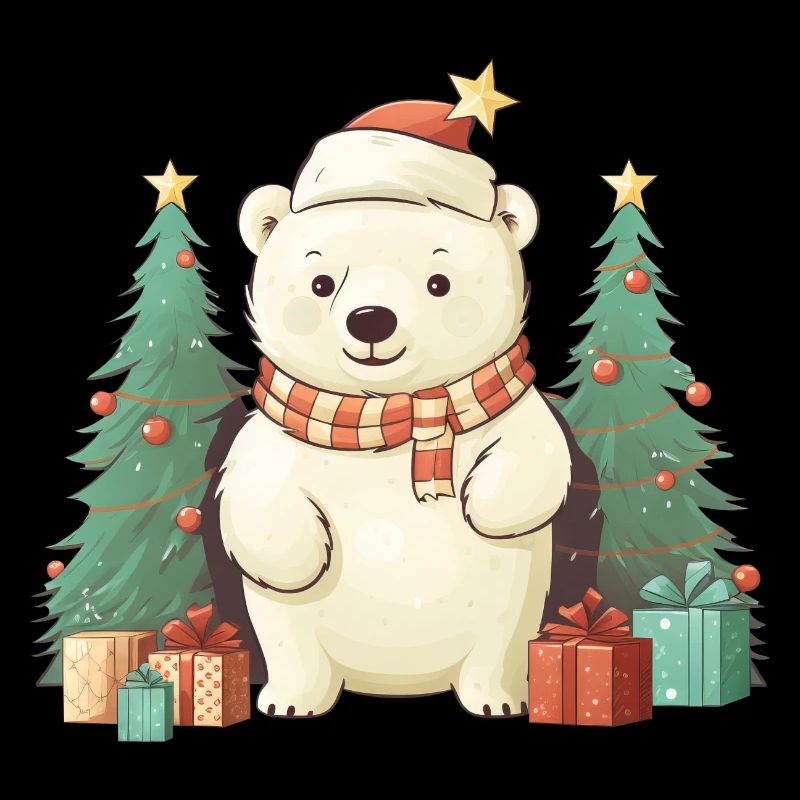 Mignon ours polaire de Noël