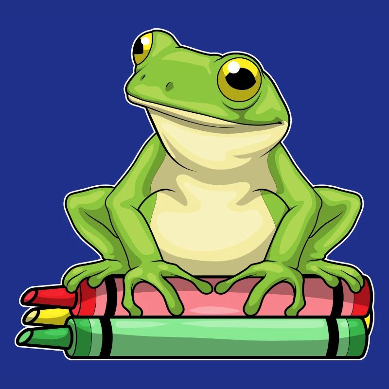 Frog Student Crayons School