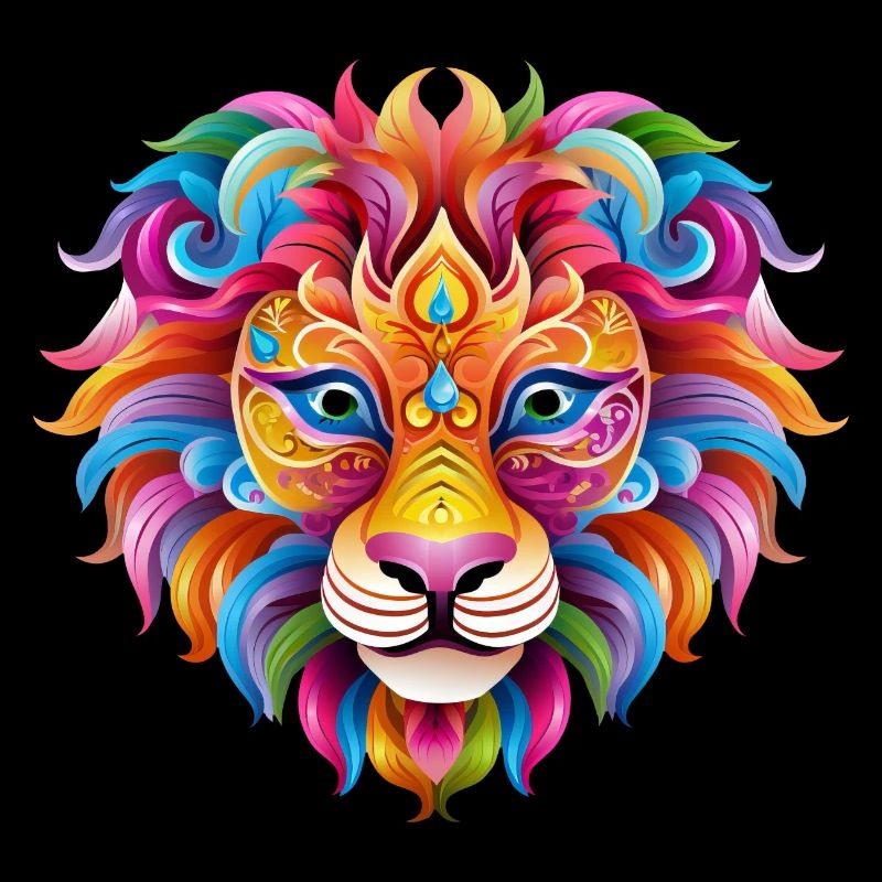 Mardi Gras Lion - Comic Book Style