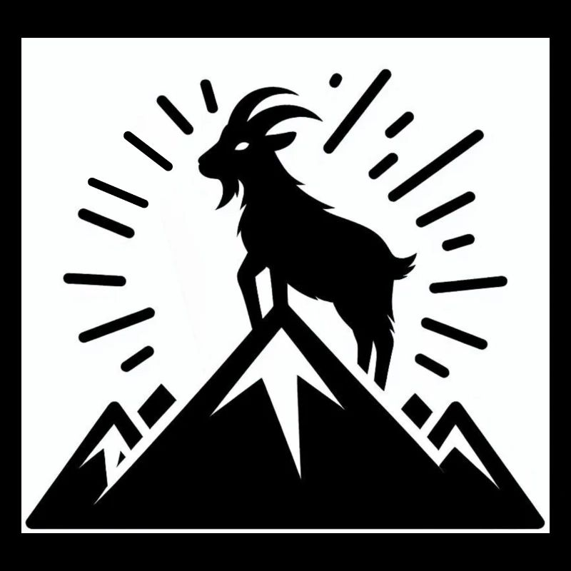 Chèvre sur la montagne, dessinée en noir et blanc