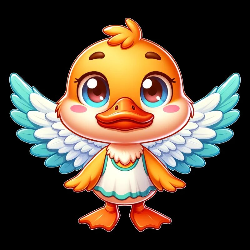 Mignon canard Ange avec des ailes Bande dessinée