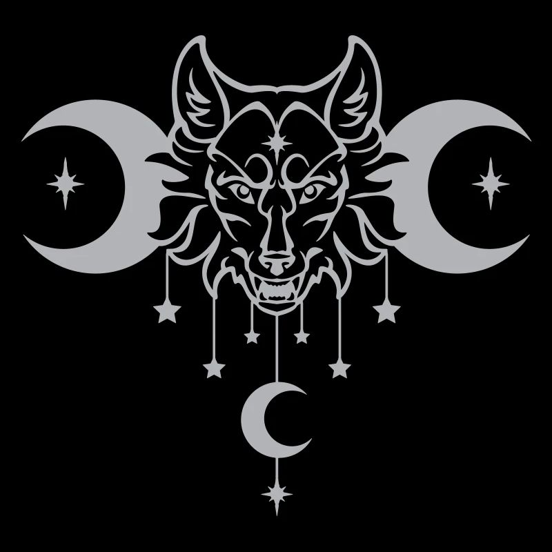 Wicca Moon Wolf - Anpassbare Farbe