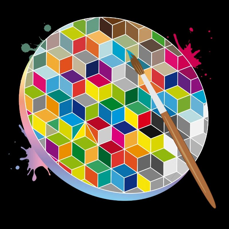 Creative Artist Palette with Geometric Colors