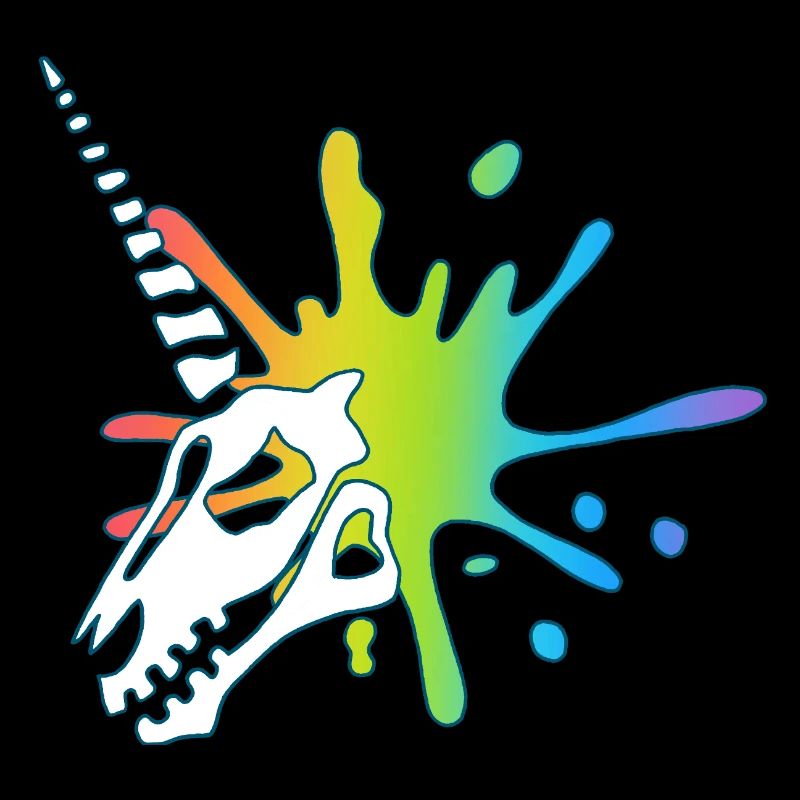 Unicorn skull and multicolored explosion