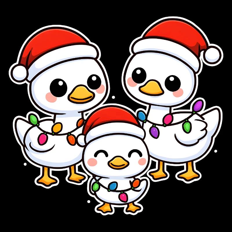 Trio de canards du Père Noël avec lumières de Noël