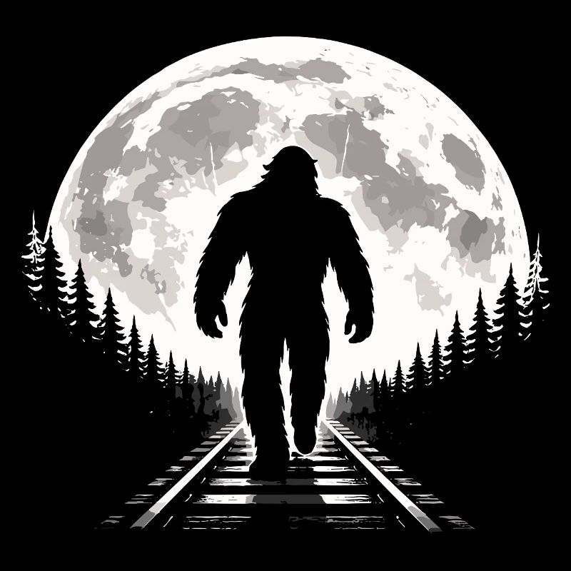 Bigfoot on railroad tracks